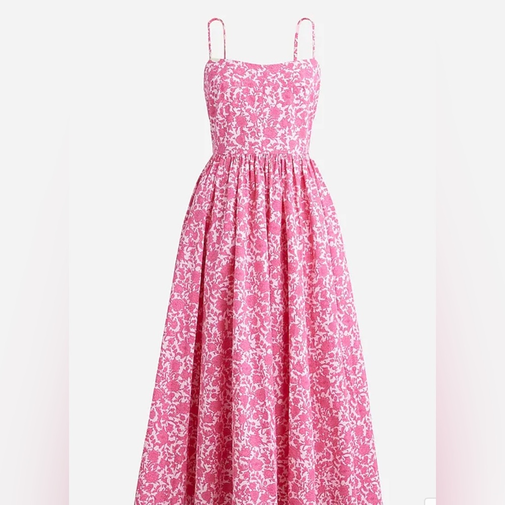 New With Tags JCrew A-line cotton poplin midi dress in rosebud floral